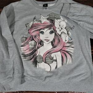 Disney Princess The Little Mermaid Ariel  Gray Pullover Sweatshirt